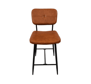 Taburete Piso Bar Acolchado Ecocuero cafe con Patas Metalicas Negras Bronx