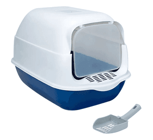 Arenero Sanitario Para Gato Cerrado Con Pala Puerta Abatible Color Azul Marino
