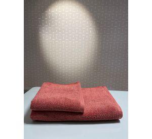 Set 1 toalla de mano y 1 de baño, 100% algodón, jaspeado color rojo/crudo