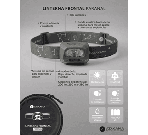 Linterna Frontal Paranal 380 Lm Atakama Outdoor