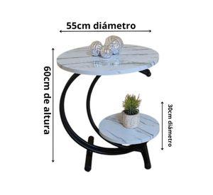 Mesa Auxiliar Dos Niveles Con Efecto Mármol Elegante Moderna