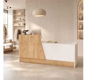 Escritorio Caja Registradora Mueble Para Recepción 160cm Marrón/blanco SYT005ZUO A+B