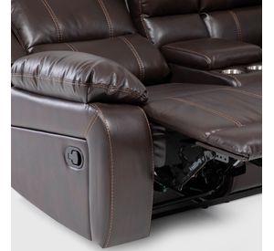 Sofá Seccional 5 Cuerpos Café Moderno Derecho + 2 Consolas Royalty