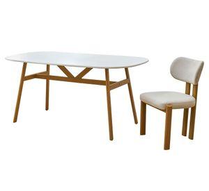 Comedor 6 sillas Rose natural/blanco 75x160x90 cm