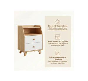 Velador 2 Niveles Con Cajones Homer Design 40*30*53 Marrón Mate