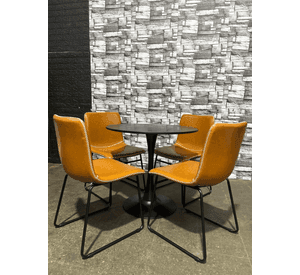 Pack 4 Sillas de Comedor Ergonomica Ecocuero Cafe con patas de Acero para Living y Oficina Burgos