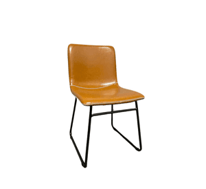 Silla de Comedor Ergonomica Ecocuero Cafe con patas de Acero para Living y Oficina Burgos