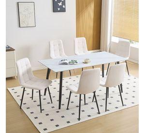 Comedor Gala Lyon 6 Sillas Blanco Con Patas Met licas Negras