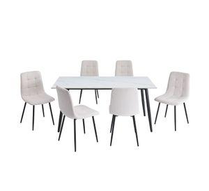 Comedor Gala Lyon 6 Sillas Blanco Con Patas Met licas Negras