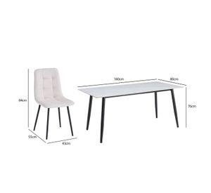 Comedor Gala Lyon 6 Sillas Blanco Con Patas Met licas Negras
