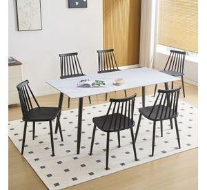Comedor Gala Lune 6 Sillas Blanco con Negro