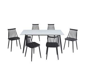 Comedor Gala Lune 6 Sillas Blanco con Negro