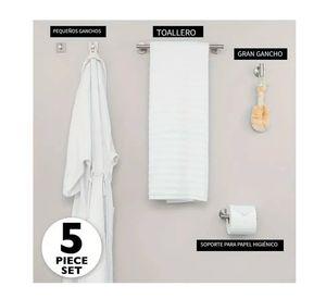 Set De 5 Accesorios De Ba o Acero Inoxidable Plata