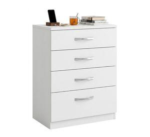 Cómoda Blanca 4 Cajones Mueble Organizador Dormitorio