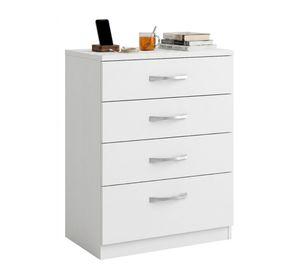 Cómoda Blanca 4 Cajones Mueble Organizador Dormitorio