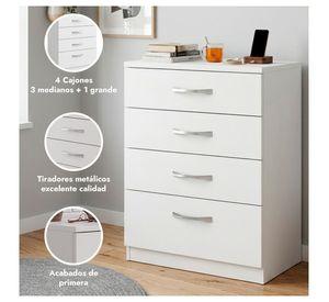 Cómoda Blanca 4 Cajones Mueble Organizador Dormitorio