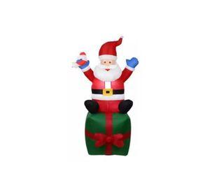 Muñeco inflable de Navidad viejito pascuero con led y caja de regalo rojo