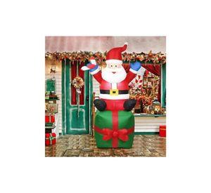 Muñeco inflable de Navidad viejito pascuero con led y caja de regalo rojo