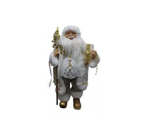 Viejo pascuero con regalo muñeco de Navidad blanco