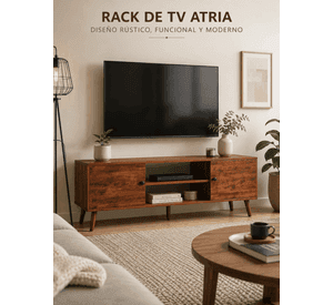 Rack para TV de 43" hasta 65" de madera rústico con puertas Atria