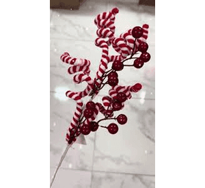 2 Ramas De Navidad Bayas Flores Navideñas Decoración Árbol Rojo