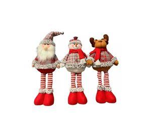 Pack de 3 monos pata larga muñecos navideños pascuero, reno y nieve rojo premium