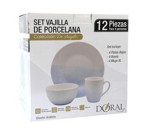 Vajilla porcelana Angelis Ara blanco 12 piezas
