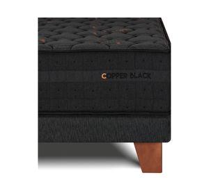 Cama europea Copper Black 2 plazas base dividida + respaldo + veladores Concept