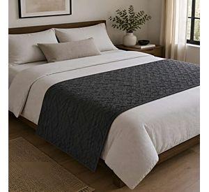 PIECERA PARA CAMA TEXTURA TRENZADA 70X220 CM GRIS
