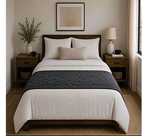 PIECERA PARA CAMA TEXTURA TRENZADA 70X220 CM GRIS