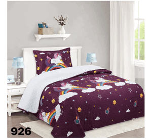 Cubrecama Sherpa 1.5 Plazas - Unicornio Morado Arcoíris M926