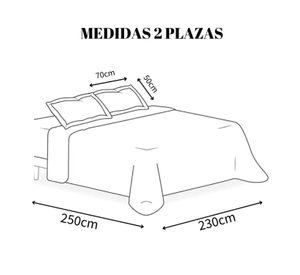 Cubrecama Sherpa 2 Plazas - Blanco con diseño Floral Rústico en tonos azul, gris y blanco M964
