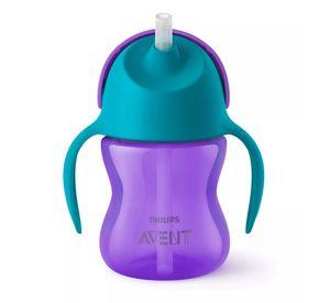 Vaso Bombilla Flexible 200ml Avent Dino Morado 9m+ SCF796/02