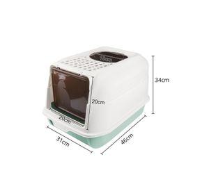 Arenero Para Gatos Baño Cerrado Antisalpicaduras Con Pala Celeste