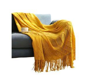 Manta con Flecos 127x152 cm Amarillo