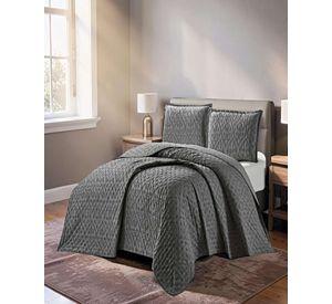 CUBRECAMA SEMI ACOLCHADO DELGADO 2 PLAZAS 230X250 CM GRIS 02
