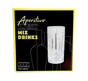 SET 4 VASOS MIX DRINKS VINTAGE GLASSO