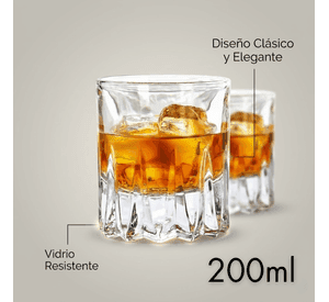 Set 4 Vasos Whisky Estilo Clasico Crystal Glass 200ml M146