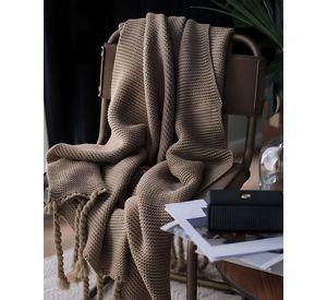 MANTA DECORATIVA MODELO CHENILLE CON FLECOS DE SOGA PARA CAMA O SOFA M5