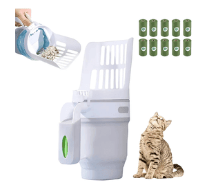 Pala Cuchara Recogedora De Arena Arenero Para Gato Con Bolsa Blanco
