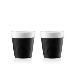 Set de 2 Vasos Porcelana Con Envoltura Silicona, 0.17lts.