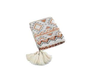 Manta decorativa tejida para sillón, piecera o cama bohemia multicolor