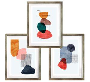 Set 3 Cuadros Teorías cromáticas 40x50 Marco Plateado