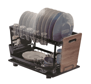 Escurridor Platos 2 Niveles 44cm Duradero con Cubiertero y Vasos