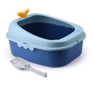 Arenero Para Gato Ballenita Con Pala Y Juguete De Color Azul