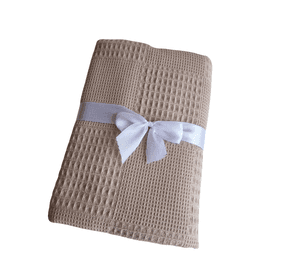 Manta de Algodón Waffle 100% algodón color Beige - 100cm x 100cm