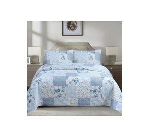 Quilt Andes Estampado Patchwork Celeste 1.5 Plazas