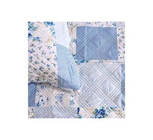 Quilt Andes Estampado Patchwork Celeste 1.5 Plazas