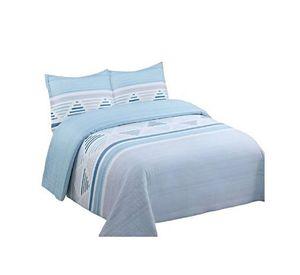 Cubrecama Quilt Verano King Celeste Triángulos XF107