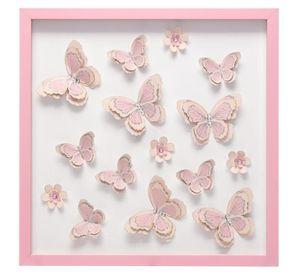 Cuadro 45x45 relieve serie Mariposas Rosa